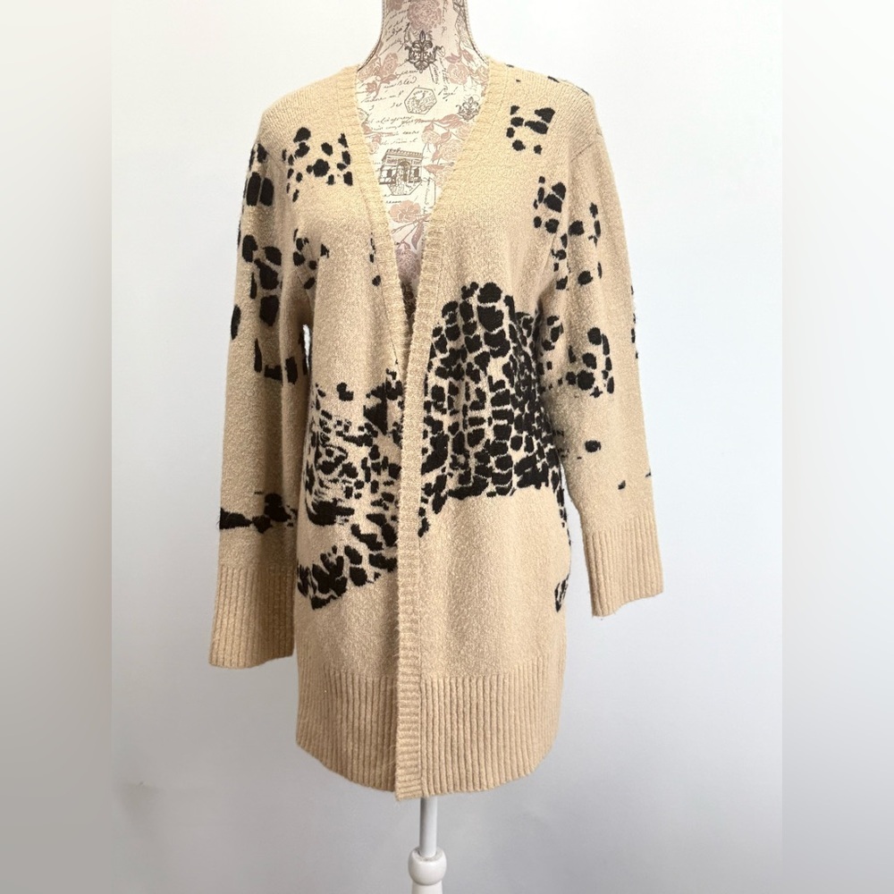 Twine & String Tan And Black Leopard Print Cardig… - image 5